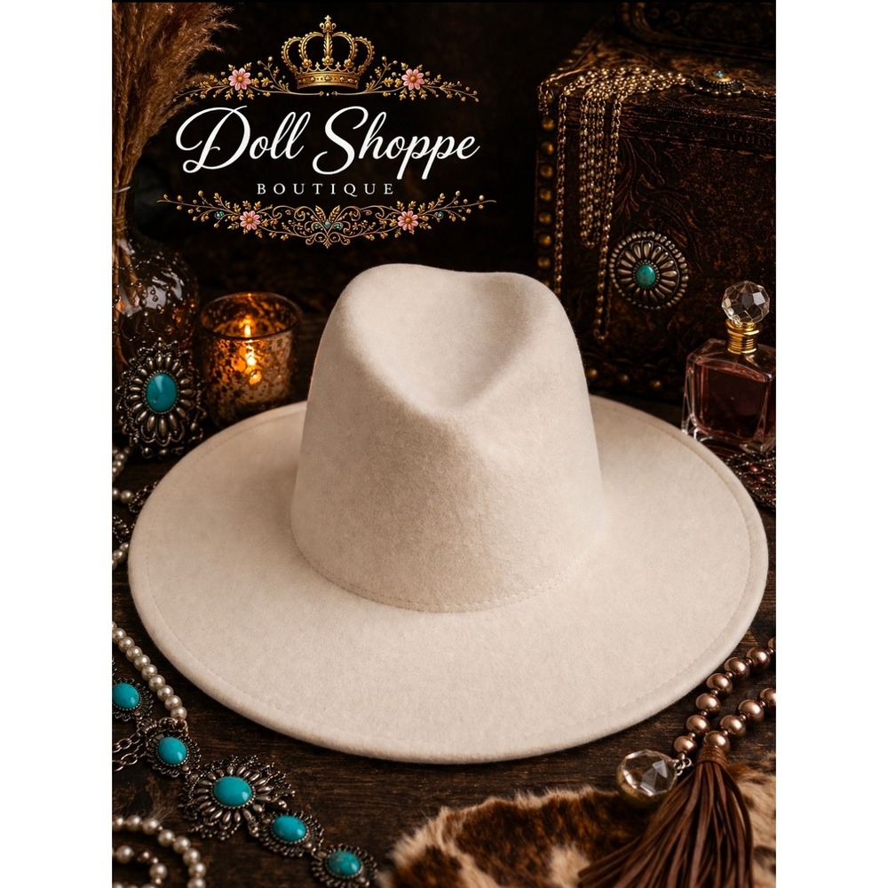 Cream Felt Fedora Hat | Wide Brim Neutral Fedora | Western Boho Boutique Hat